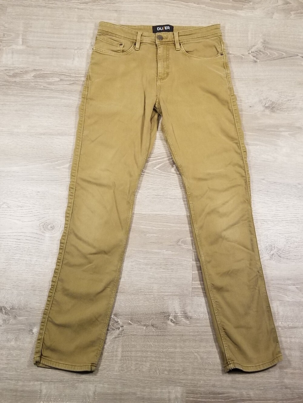 DU/ER No Sweat Pants Mens 30x30 Brown Relaxed Slim Fit Taper Stretch Casual